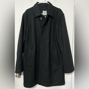 GAP Black Wool Blend Long Jacket Coat Hidden Button Closure Vintage Holiday 2007